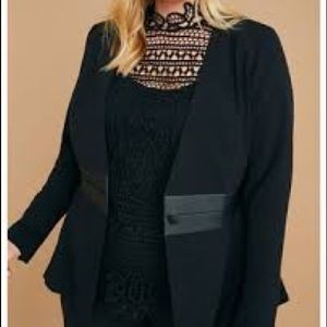 Lane Bryant Peplum Blazer Faux leather trim